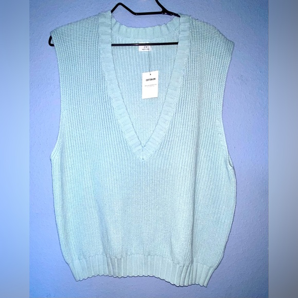 NWT unisex Cotton on baby blue sweater vest L - Picture 2 of 8